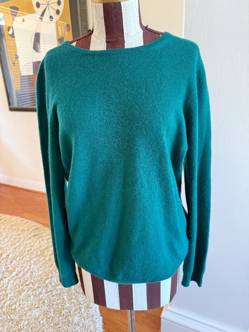 Charter Club Luxury 100% Cashmere Womens V-neck Sweater Spruce Green Size Large